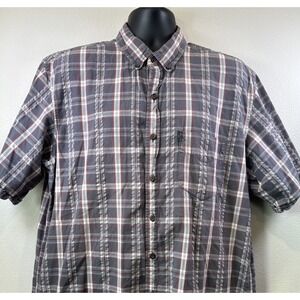GH Bass Red/Gray Plaid Short Sleeve Button Up Shirt‎ Extra Large Tall XLT